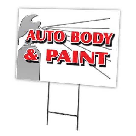 Signmission Auto Body & Paint Yard Sign & Stake outdoor plastic coroplast window, C-1216-DS-Auto Body & Paint C-1216-DS-Auto Body & Paint